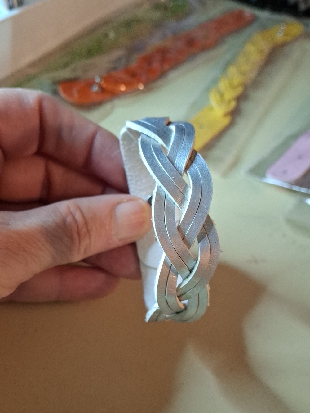 Braided Pleather Bracelet - Silver
